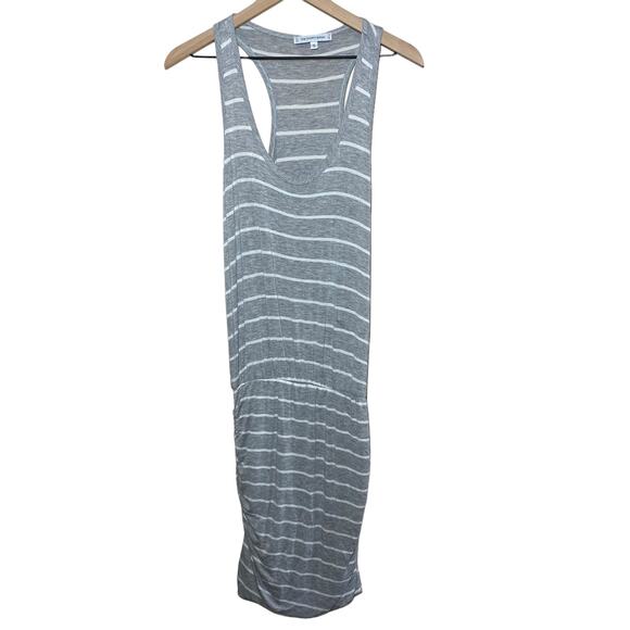 The Vanity Room Dresses & Skirts - The Vanity Room Women's Gray White Striped Ruched Sleeveless Dress Size Small